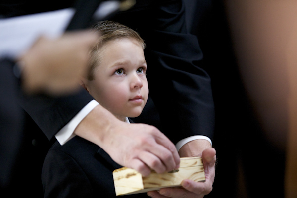 young boy with ring box - wedding photo by top Orange County, California wedding photographers D. Park Photography
